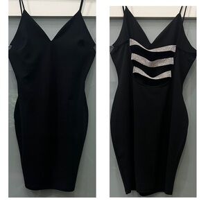 GLARE Elegant Black Dress with Silver Accents Size JL